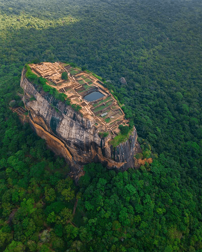Sigiriya Rock Fortress rising above the jungle